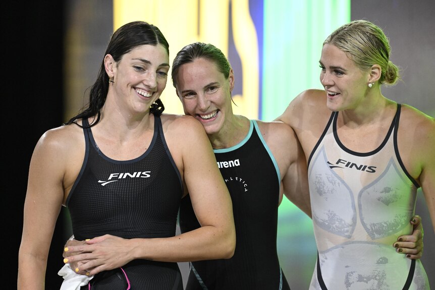 Meg Harris, BRonte Campbell and SHayna Jack walk