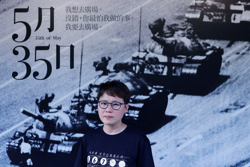 Lit Ming Wai, Producer of Hong Kong's play "May 35", poses for a photo.