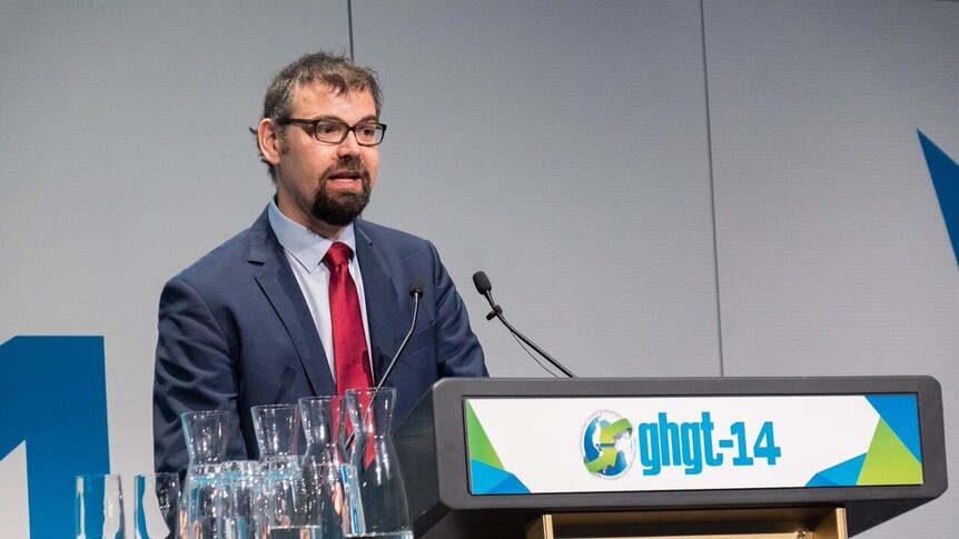 IEA Chief Economist Laszlo Varro speaking at the GHGT-14 conference in Melbourne
