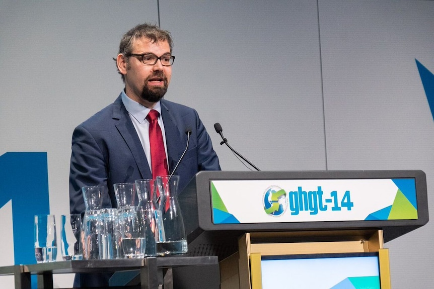 IEA Chief Economist Laszlo Varro speaking at the GHGT-14 conference in Melbourne