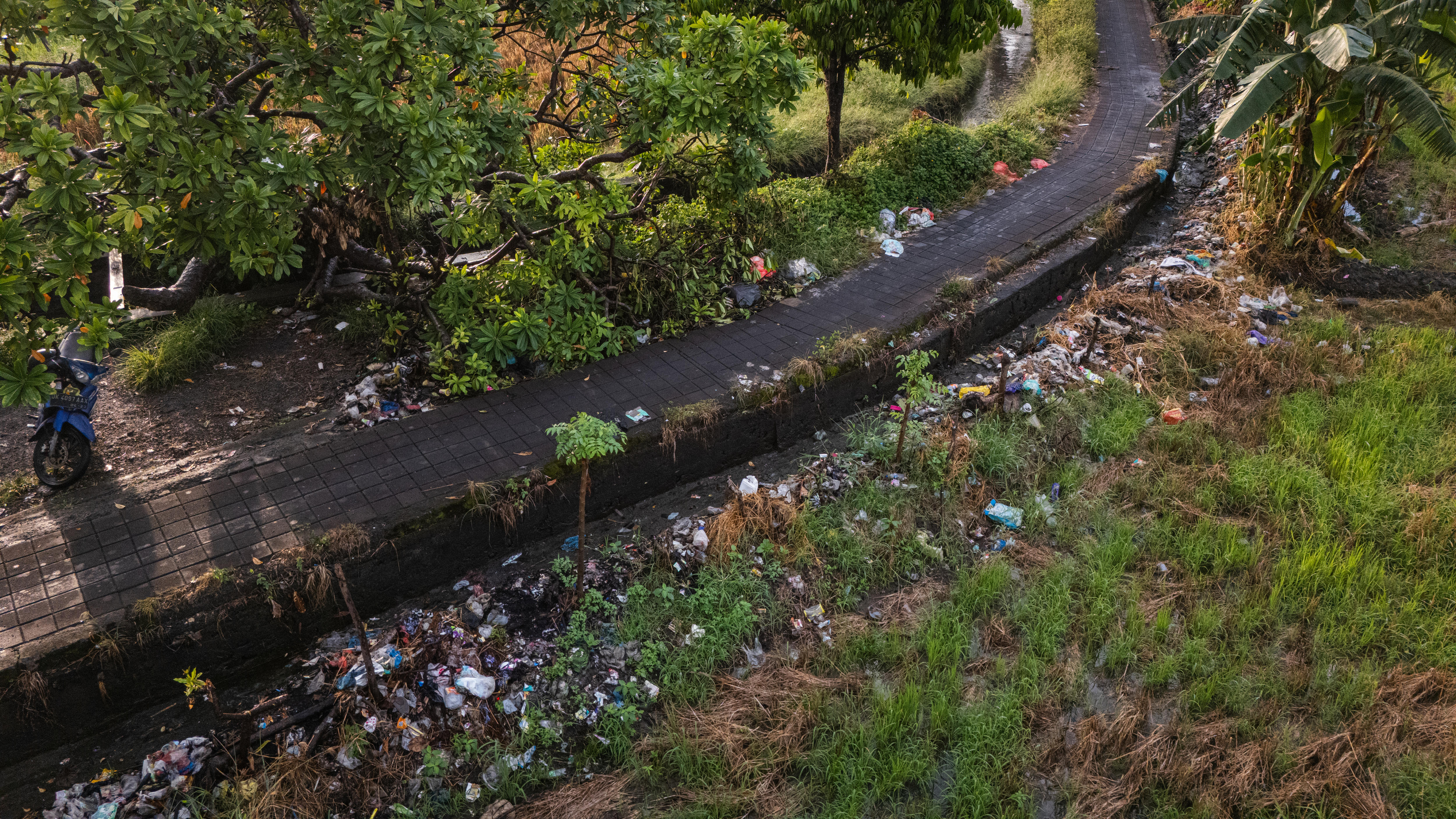 A pile of rubbish near a road in Bali's Denpasar.