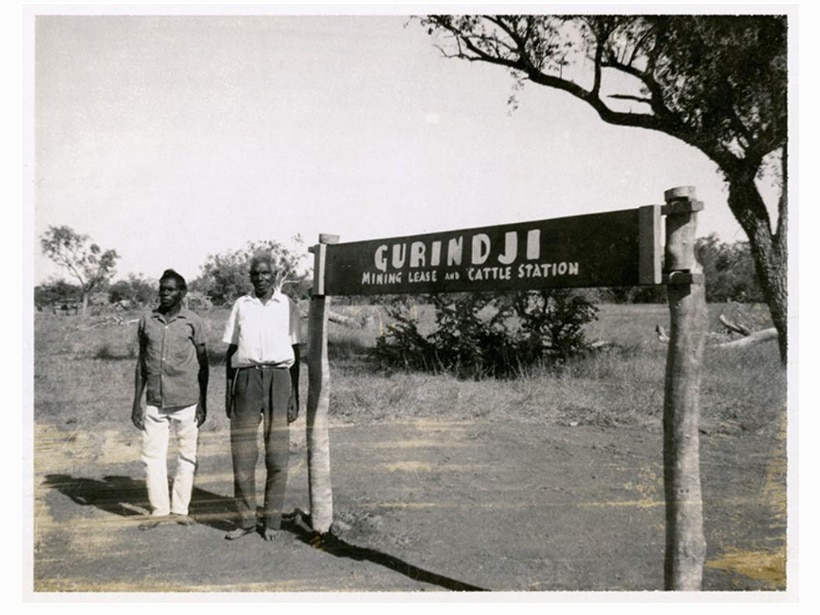 Photo of Mick Rangiari and Vincent Lingiari asserting their right to Aboriginal lands, Gurindji, 1967