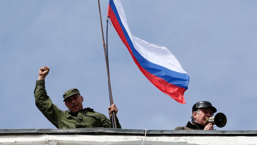 Russian flag held atop Ukraine naval headquarters