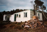 A weatherboard shack in Hellyer Beach in north-west Tasmania in the 1980s.
