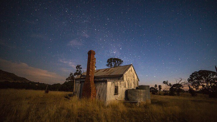 An old hall under the stars in western Victoria