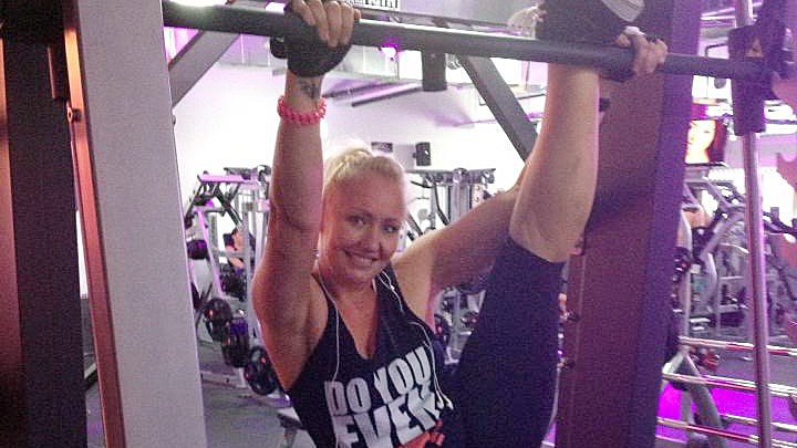 An undated photo of Ms Robinson working out, who is now a size 14.