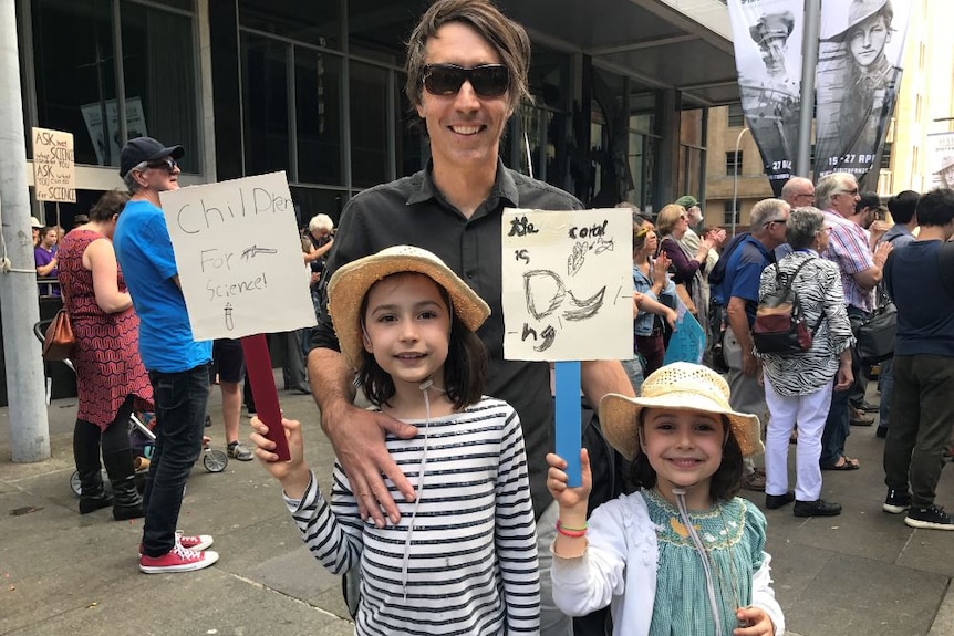 Josh Madin with Charlotte, 7, and Esme, 5