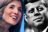 A composite image of Caroline Kennedy and her father John F Kennedy.