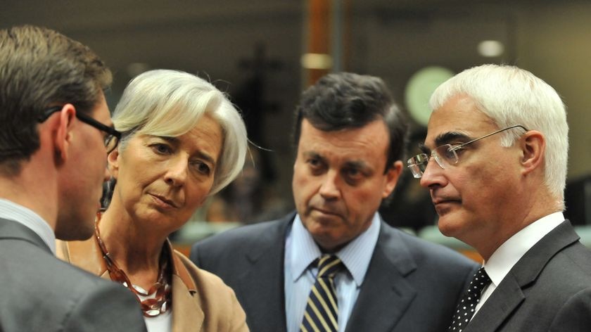 French Finance Minister Christine Lagarde talks with other European finance ministers May 9, 2010 (AFP).