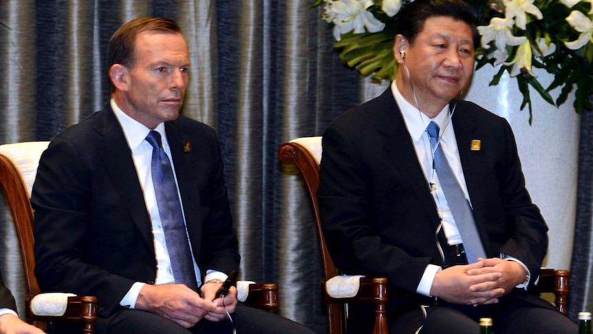 Prime Minister Tony Abbott and China's president Xi Jinping