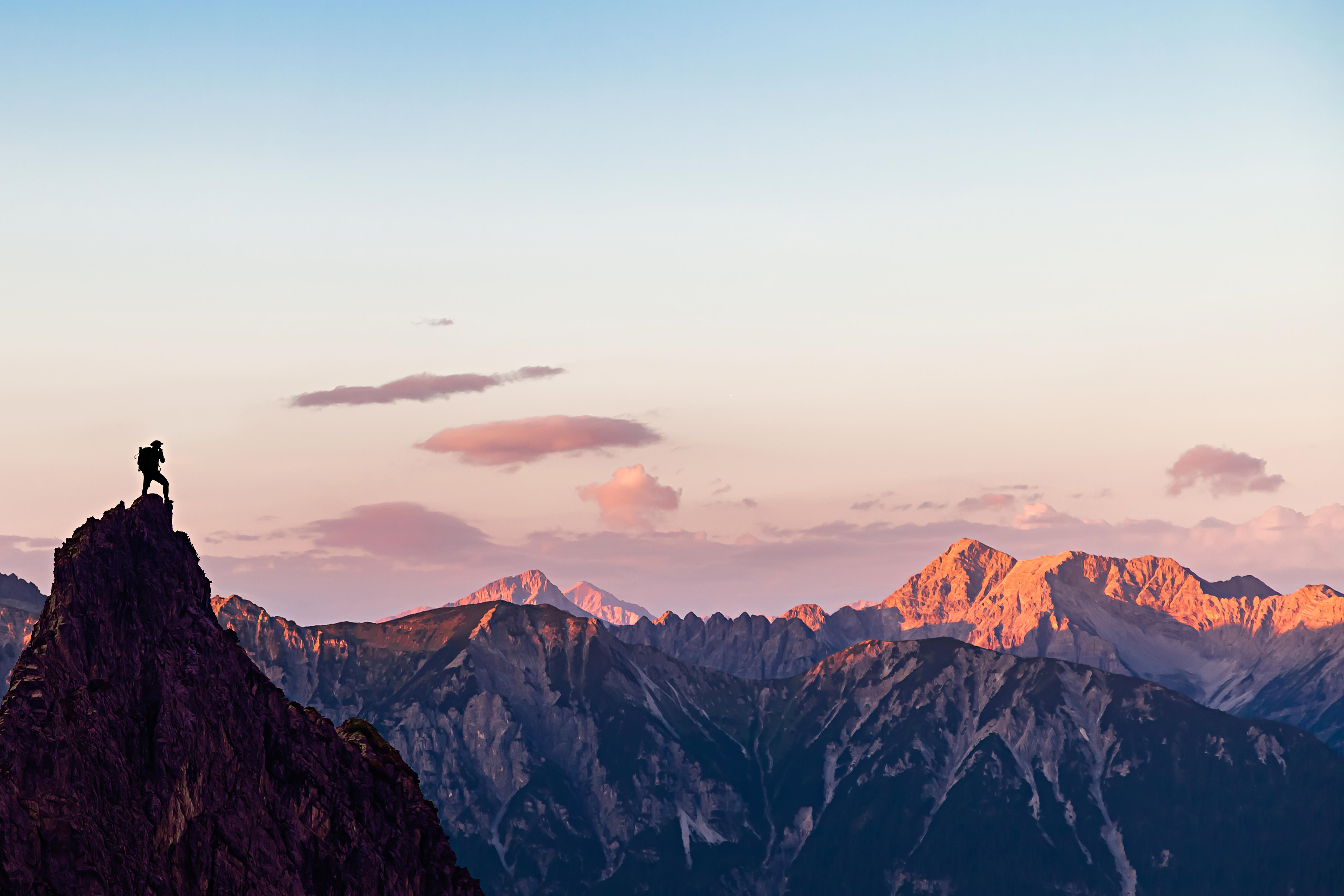 A hiker on top of a mountain
