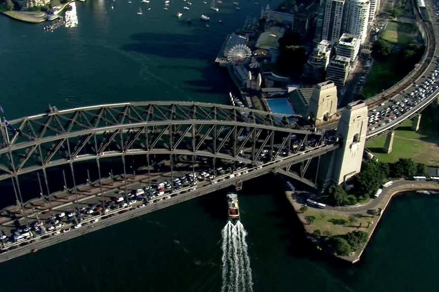 The bridge with traffic on it