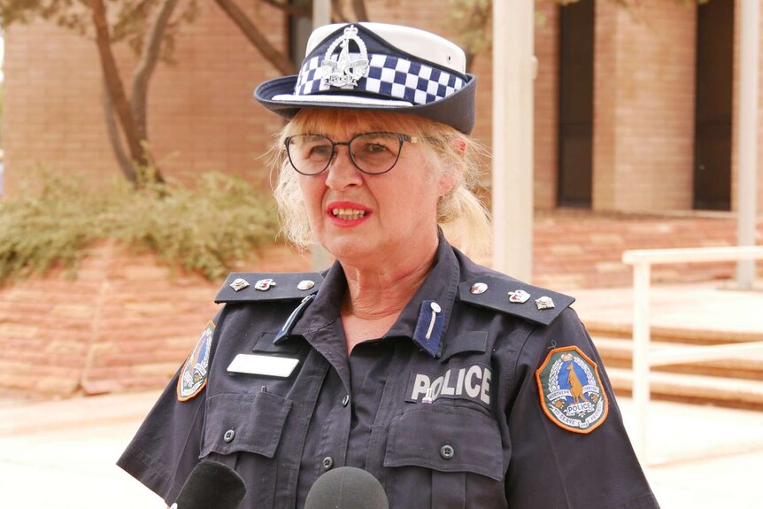 Superintendent Pauline Vicary addresses the media in Alice Springs
