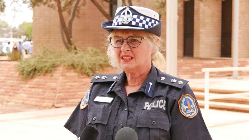 Superintendent Pauline Vicary addresses the media in Alice Springs