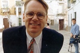 The author in Spain, 1992, with cameraman John Benes.