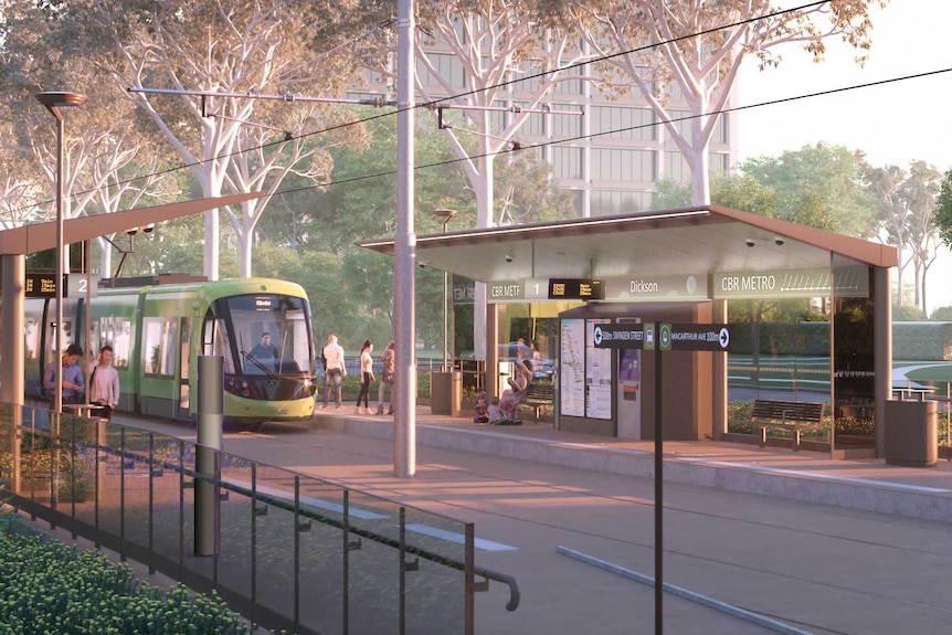 An artist's impression of the Dickson light rail stop.