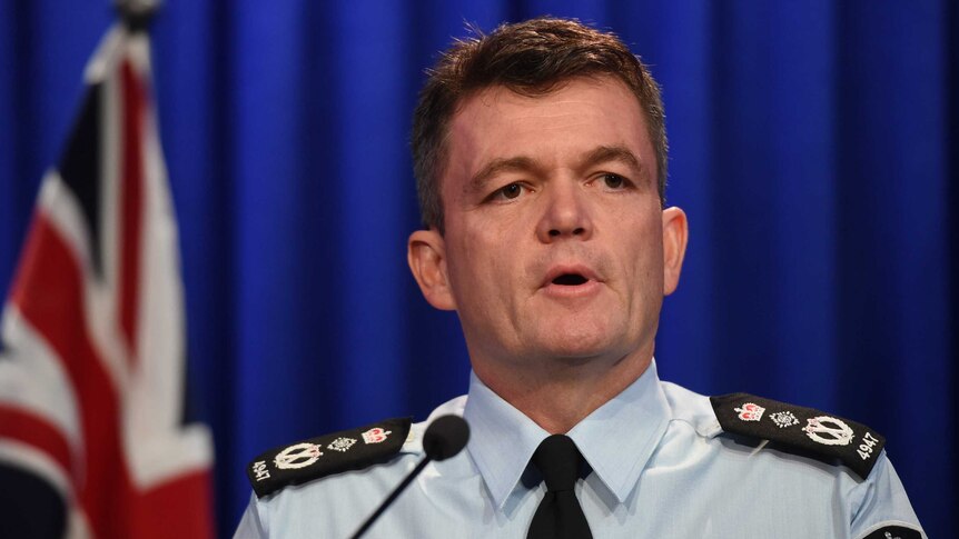 Police Commissioner Andrew Colvin speaking at a press conference in Canberra