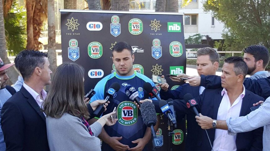 Wade Graham speaks to media at Origin camp