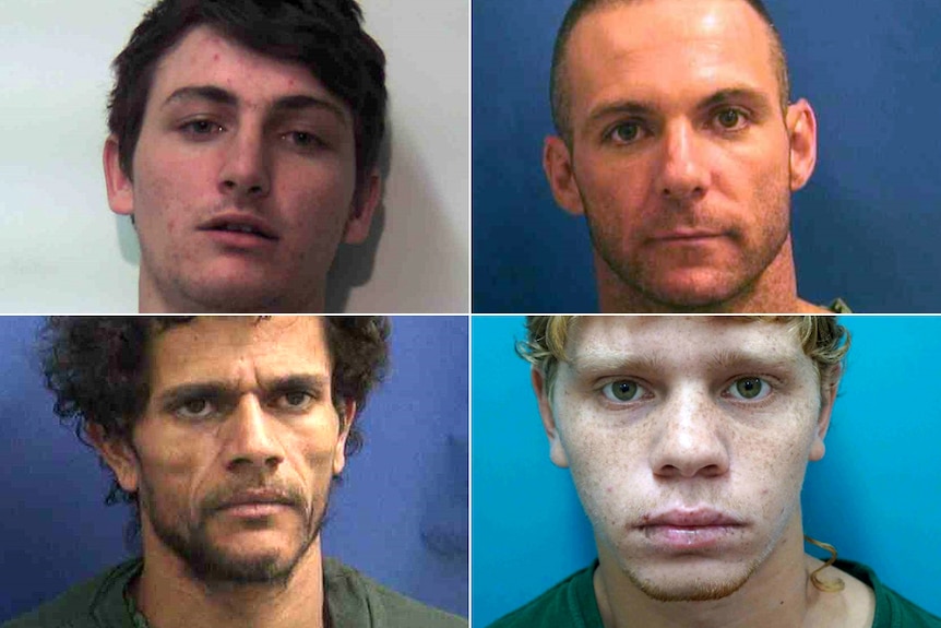 A montage of four prisoner mug shots.