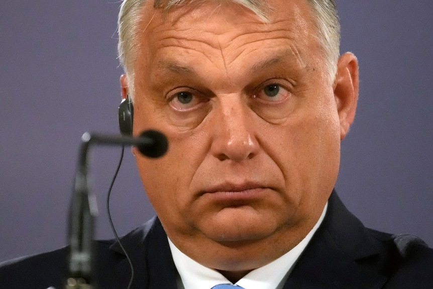 Hungarian Prime Minister Viktor Orban during a press conference