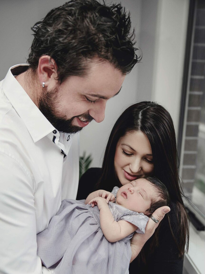 Kathryn Price with her husband Grant and baby Lily