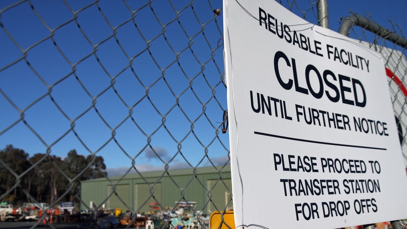 'Closed' sign on Aussie Junk reusables recycling facility