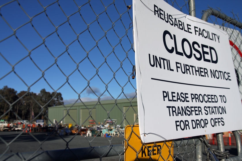 'Closed' sign on Aussie Junk reusables recycling facility