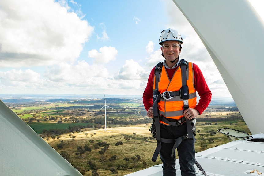 Adam Marshall at windfarm