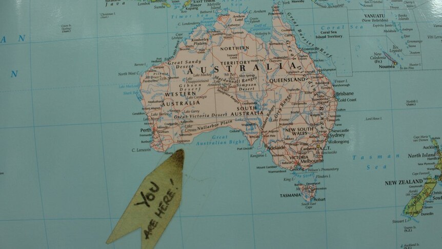 A map of the world marks Esperance and says "you are here".