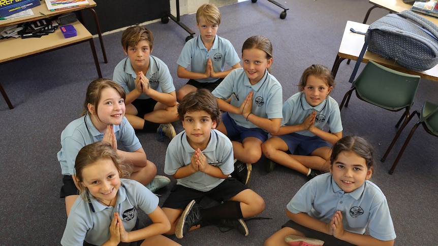 Students meditating at Byron Bay Public School
