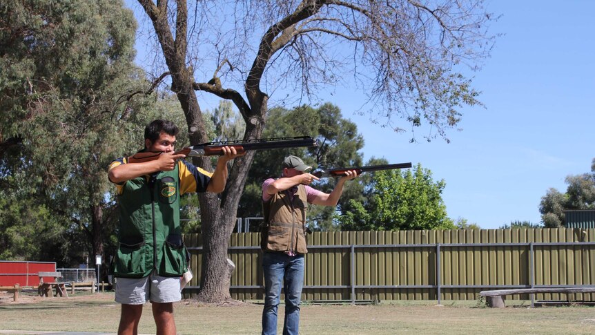 Two members at Wangaratta practise shooting