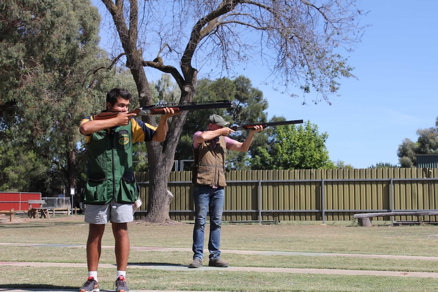 Two members at Wangaratta practise shooting