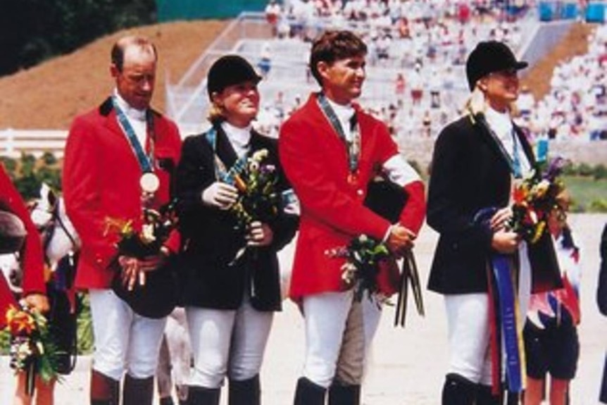 The Australian Three Day Event Team collect their gold medals in Atlanta