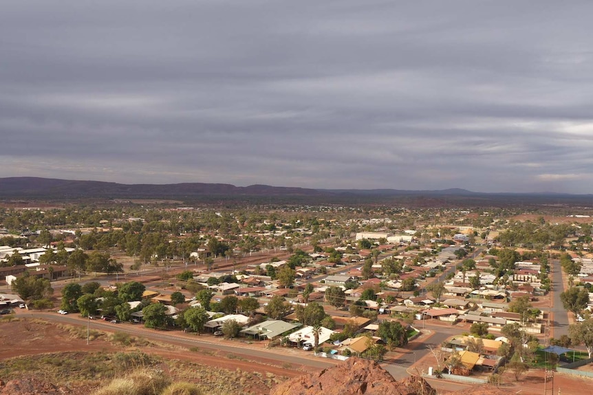 A township in the desert, as seen from above.