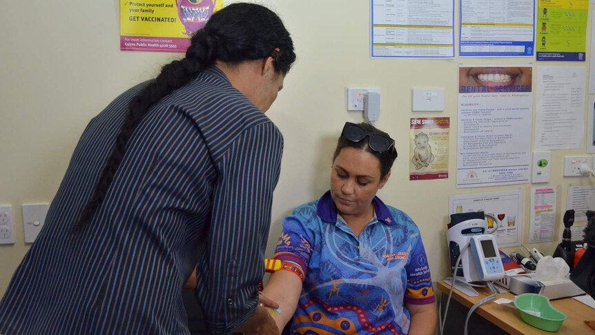 Indigenous woman getting a blood test