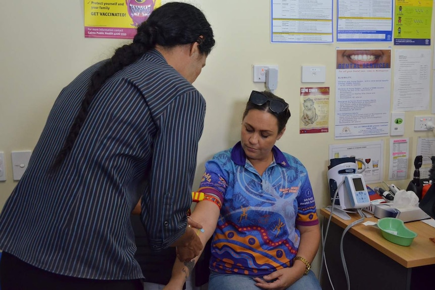 Indigenous woman getting a blood test