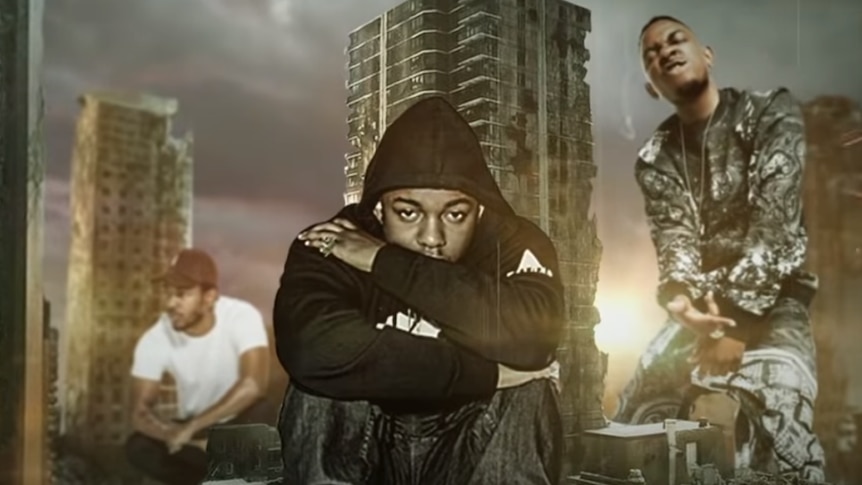 Still of three Kendrick Lamar's from Busta Rhymes' new lyric video