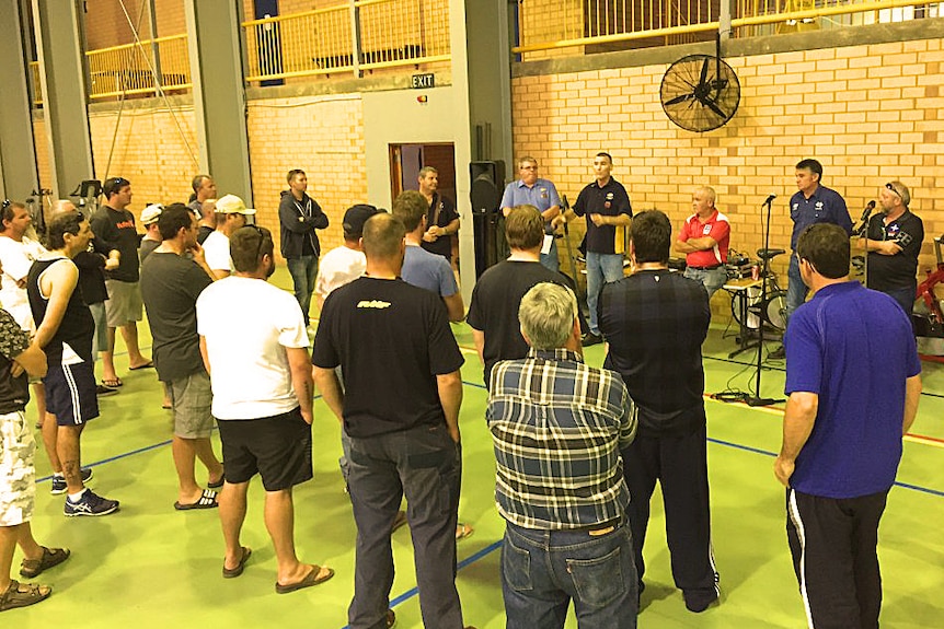 Arrium Mine workers holding a meeting