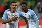 Tim Cahill celebrates a goal for Melbourne City
