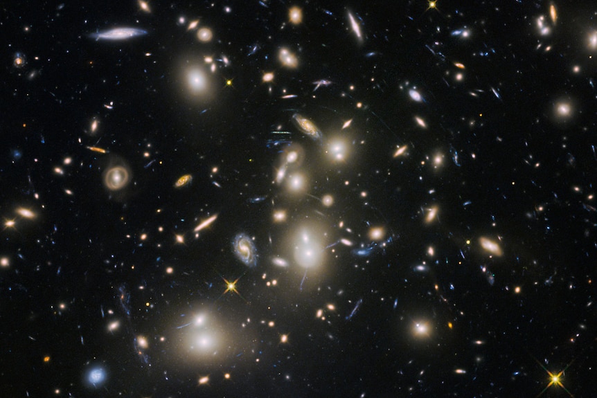Hubble Space Telescope gravitational lensing image of galaxy cluster Abell 2744