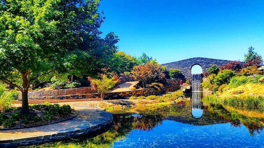 A waterway at the picturesque and colourful Mayfield Garden near Oberon.