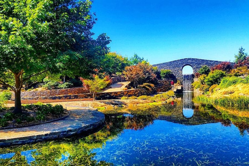 A waterway at the picturesque and colourful Mayfield Garden near Oberon.