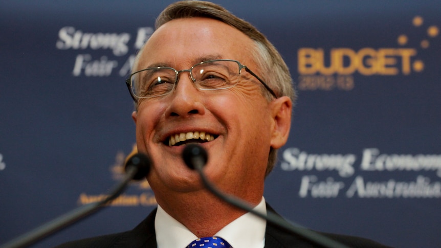 Wayne Swan smiles during the budget lock-up