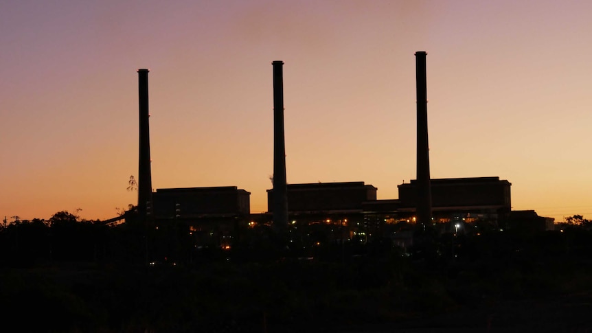 A distant photo of a coal fired power station in Gladstone