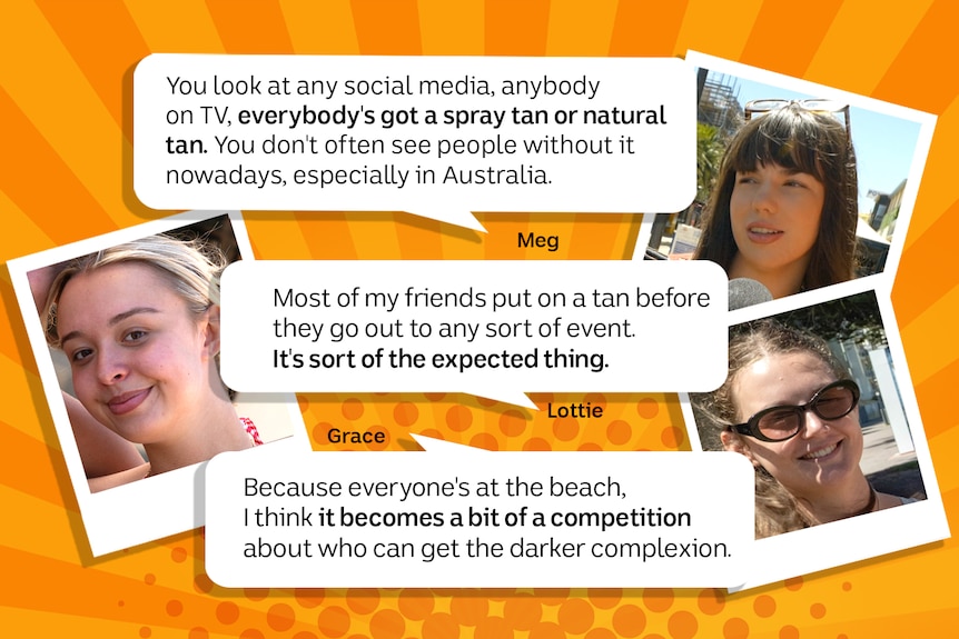 Graphic of quotes and photos of young people on a bright orange and yellow background.