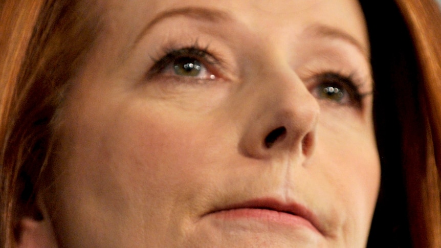 Prime Minister Julia Gillard speaking at the National Press Club in Canberra