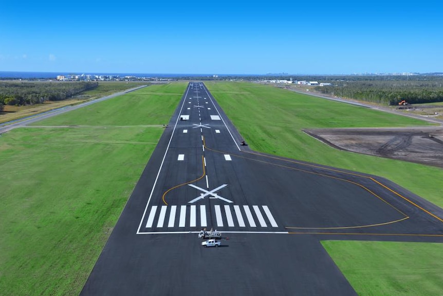 An aerial shot of the tarmac