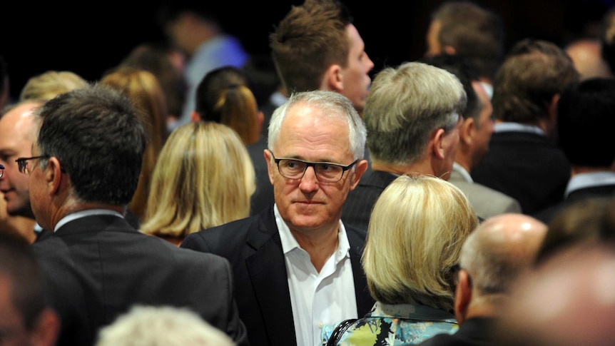 Malcolm Turnbull waits for Abbott to arrive