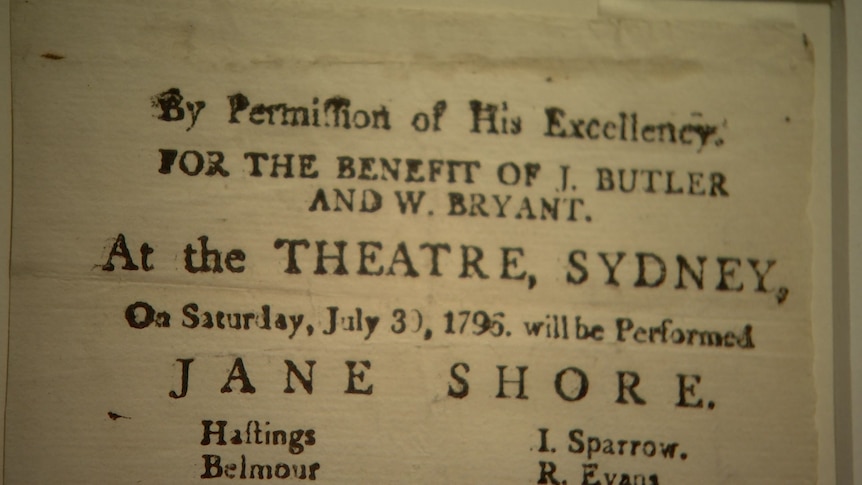 A worn playbill from 1796.