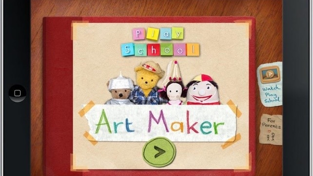 Art maker ipad app featuring playschool toys